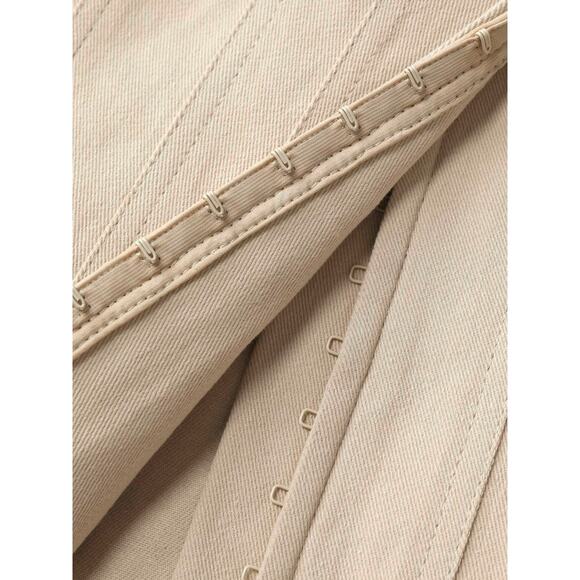 CIDER Beige Notched Collar Crop Cotton Blazer - Picture 7 of 10